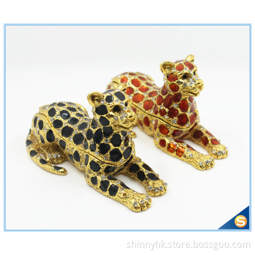 Wholesale Spot Leopard Shape Trinket Box Crystal Metal Trinket Box SCJ294